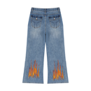 Women's Flame Print Wide Leg Jeans