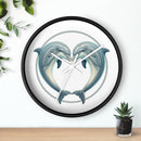 Dolphin Heart Wall Clock — Nautical Coastal Decor for Beach Lovers