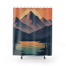 Mountain Sunset Shower Curtain — Scenic Sunset over Mountains Bathroom Decor
