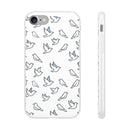 Dove Pattern Flexi Phone Case — Minimal White Bird Protective Case