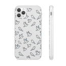 Dove Pattern Flexi Phone Case — Minimal White Bird Protective Case
