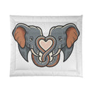 Elephant Heart Comforter - Cute Elephant Love Bedding for Kids & Animal Lovers