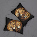 Lion and Lioness Lumbar Pillow - Regal Wildlife Decorative Accent