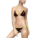 Red Lightning Pattern Bikini Swimsuit — Women's Triangle Tie-Side Swimwear