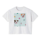 Cute Bulldog Hearts Boxy Tee