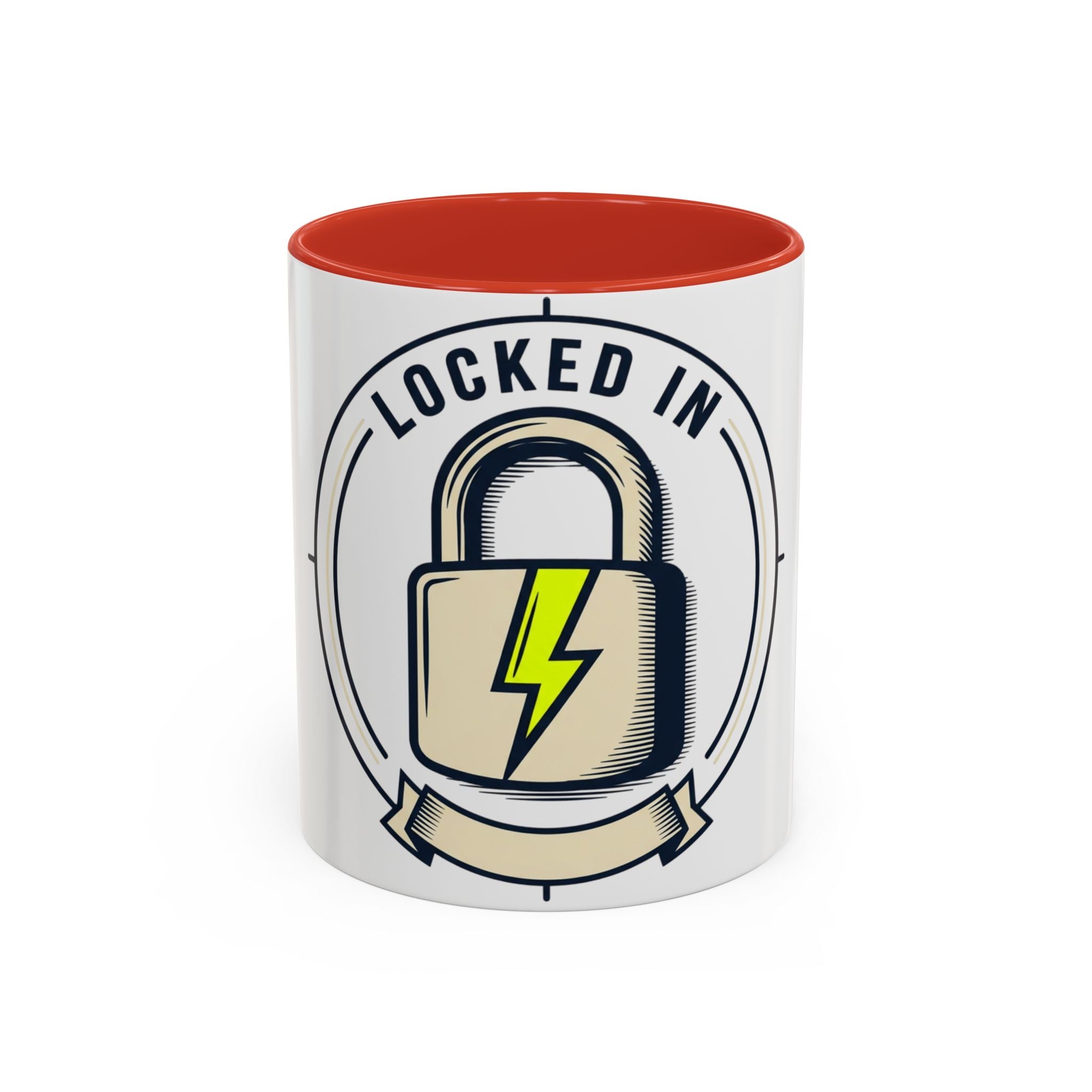 Locked In Accent Coffee Mug — 'Locked In' Motivational Coffee Cup (11/15oz)