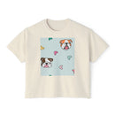 Cute Bulldog Hearts Boxy Tee