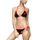Red Lightning Pattern Bikini Swimsuit — Women's Triangle Tie-Side Swimwear