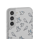 Dove Pattern Flexi Phone Case — Minimal White Bird Protective Case