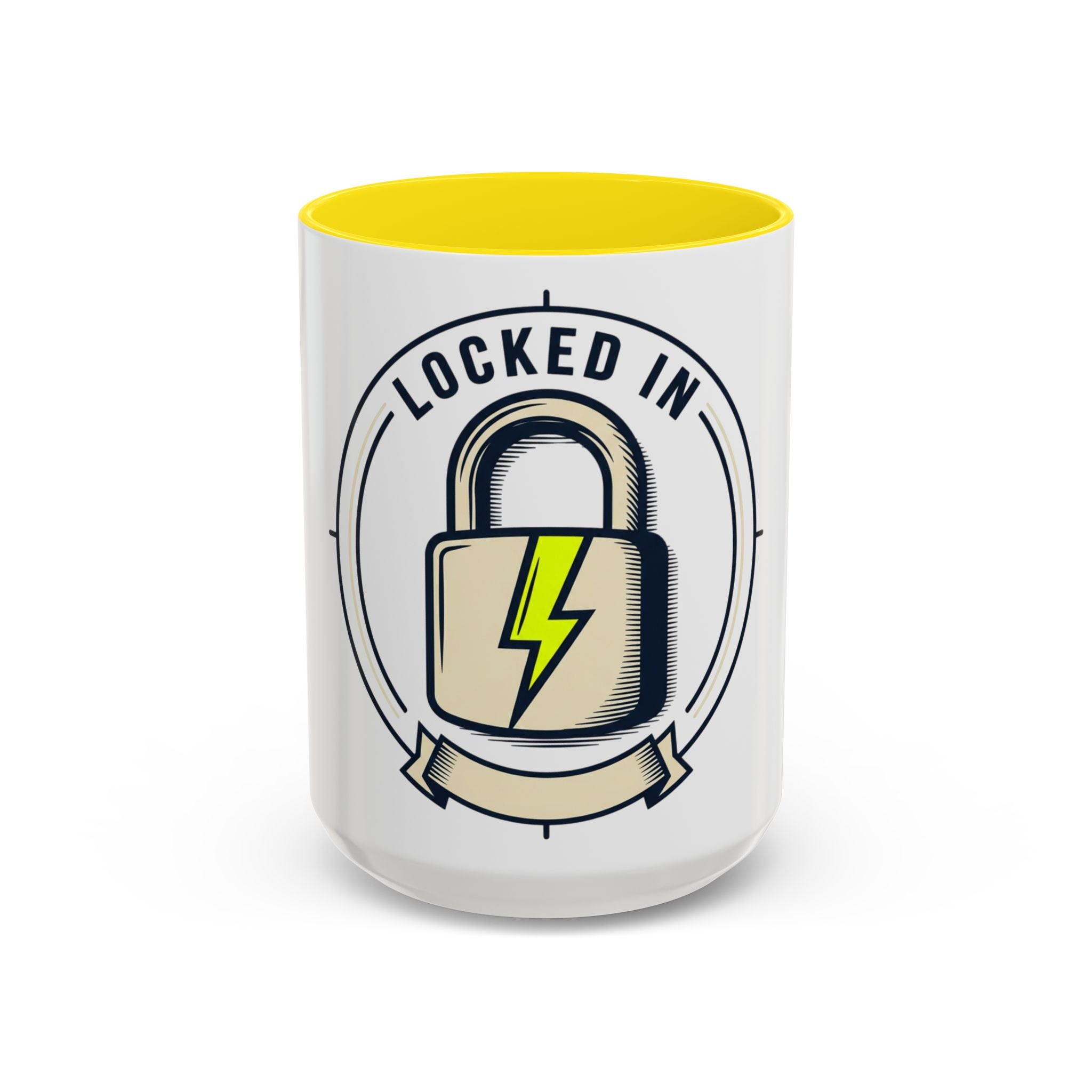 Locked In Accent Coffee Mug — 'Locked In' Motivational Coffee Cup (11/15oz)