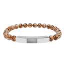 Engravable Natural Stone Bead Bracelet — Stretch Bar Personalized Bracelet