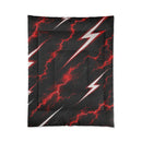 Lightning Bolt Comforter — Black & Red Electric Storm Bed Cover