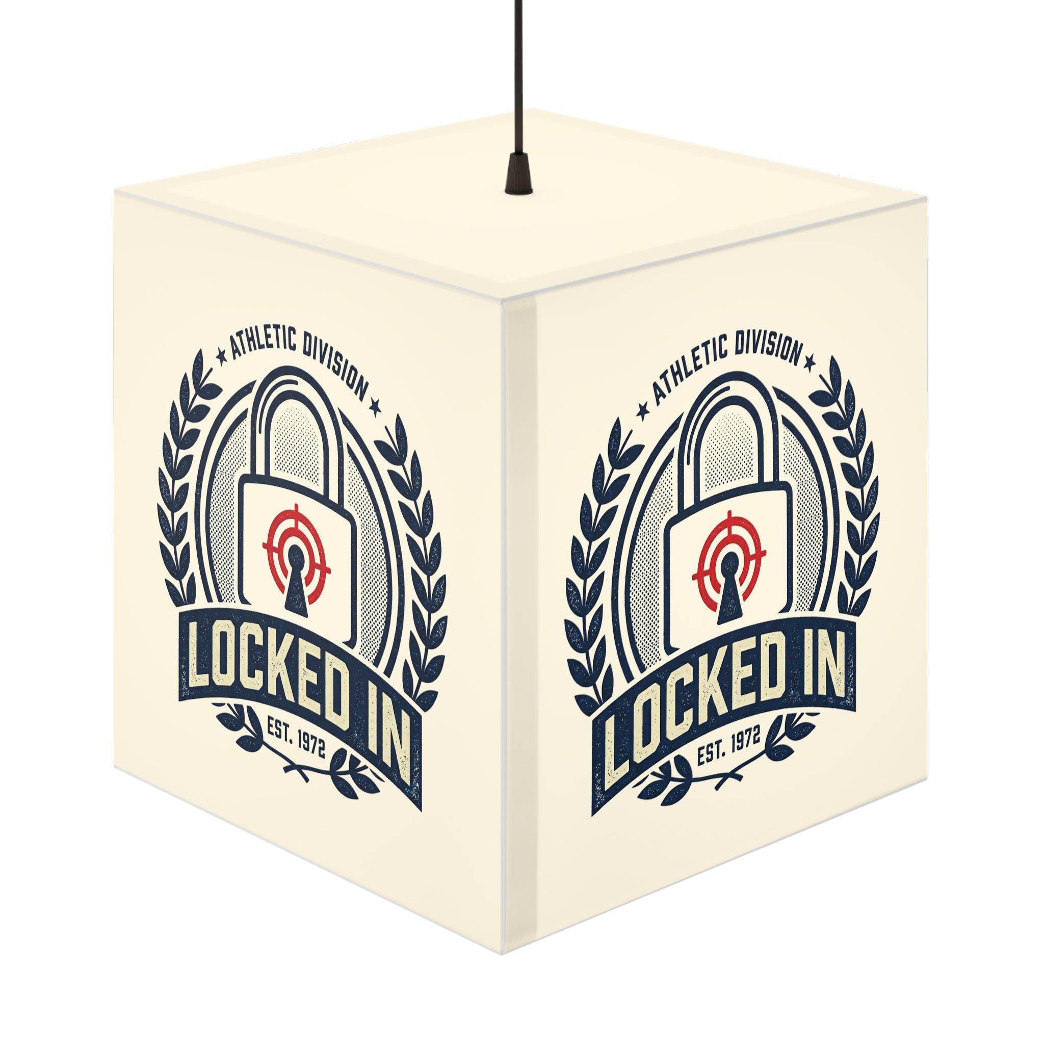 Light Cube Lamp — "Locked In" Athletic Badge Ambient Night Light