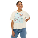 Cute Bulldog Hearts Boxy Tee