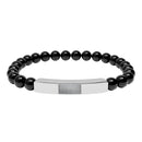 Engravable Natural Stone Bead Bracelet — Stretch Bar Personalized Bracelet