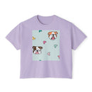 Cute Bulldog Hearts Boxy Tee