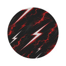 Lightning Bolt Round Rug — Red Storm Pattern Accent Rug