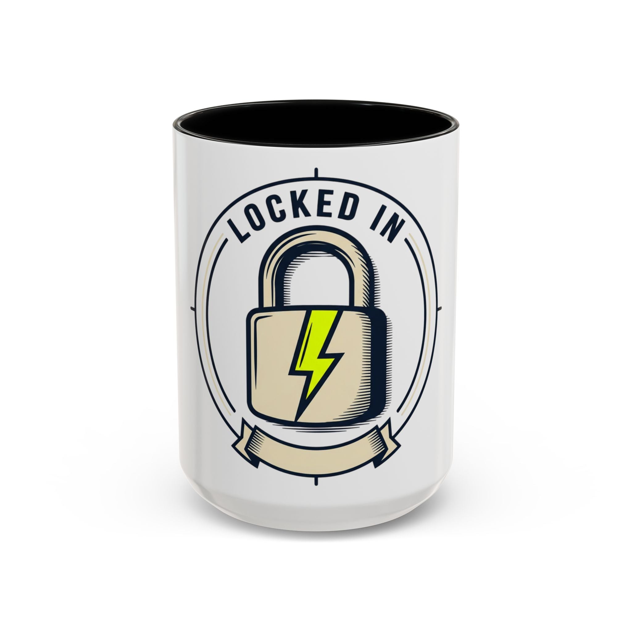 Locked In Accent Coffee Mug — 'Locked In' Motivational Coffee Cup (11/15oz)