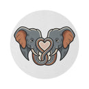 Elephant Heart Round Rug — Cute Elephant Couple Decorative Accent Rug