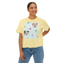 Cute Bulldog Hearts Boxy Tee
