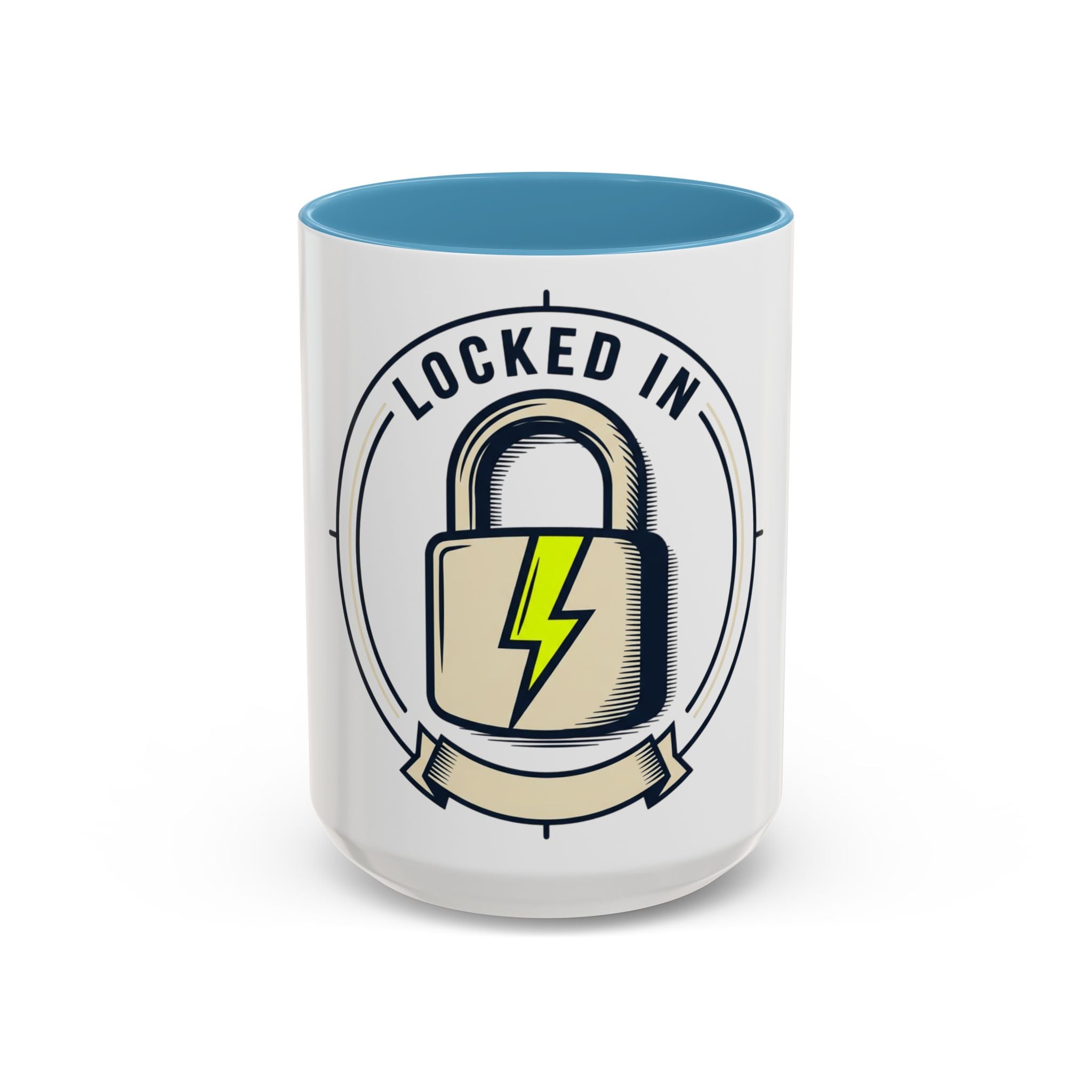 Locked In Accent Coffee Mug — 'Locked In' Motivational Coffee Cup (11/15oz)