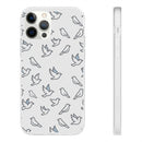 Dove Pattern Flexi Phone Case — Minimal White Bird Protective Case
