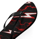 Red Lightning Bolt Flip Flops — Black & Red Storm Beach Sandals