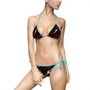 Red Lightning Pattern Bikini Swimsuit — Women's Triangle Tie-Side Swimwear