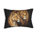 Lion and Lioness Lumbar Pillow - Regal Wildlife Decorative Accent