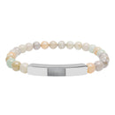 Engravable Natural Stone Bead Bracelet — Stretch Bar Personalized Bracelet