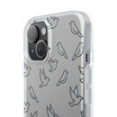Dove Pattern Flexi Phone Case — Minimal White Bird Protective Case