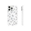 Dove Pattern Flexi Phone Case — Minimal White Bird Protective Case