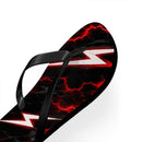Red Lightning Bolt Flip Flops — Black & Red Storm Beach Sandals