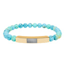 Engravable Natural Stone Bead Bracelet — Stretch Bar Personalized Bracelet