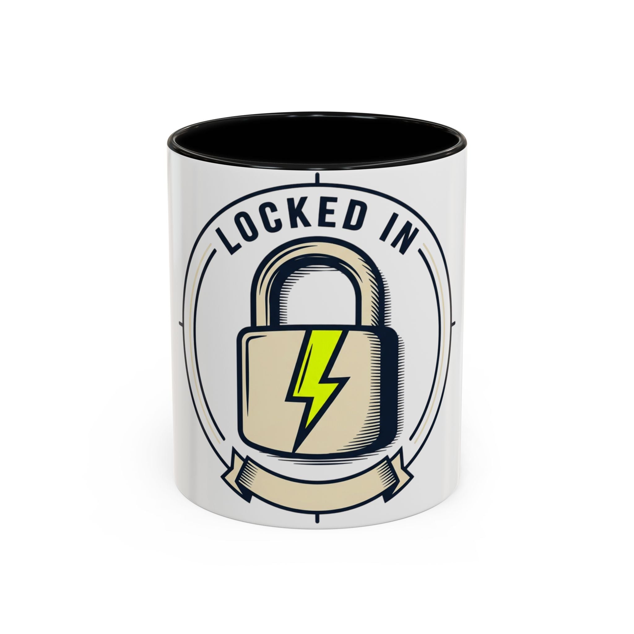 Locked In Accent Coffee Mug — 'Locked In' Motivational Coffee Cup (11/15oz)