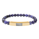 Engravable Natural Stone Bead Bracelet — Stretch Bar Personalized Bracelet