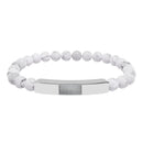 Engravable Natural Stone Bead Bracelet — Stretch Bar Personalized Bracelet