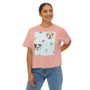 Cute Bulldog Hearts Boxy Tee