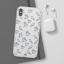 Dove Pattern Flexi Phone Case — Minimal White Bird Protective Case