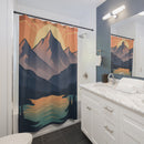 Mountain Sunset Shower Curtain — Scenic Sunset over Mountains Bathroom Decor