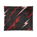Lightning Bolt Comforter — Black & Red Electric Storm Bed Cover
