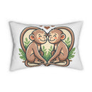 Monkey Love Lumbar Pillow — Cute Twin Monkeys Decorative Throw Pillow