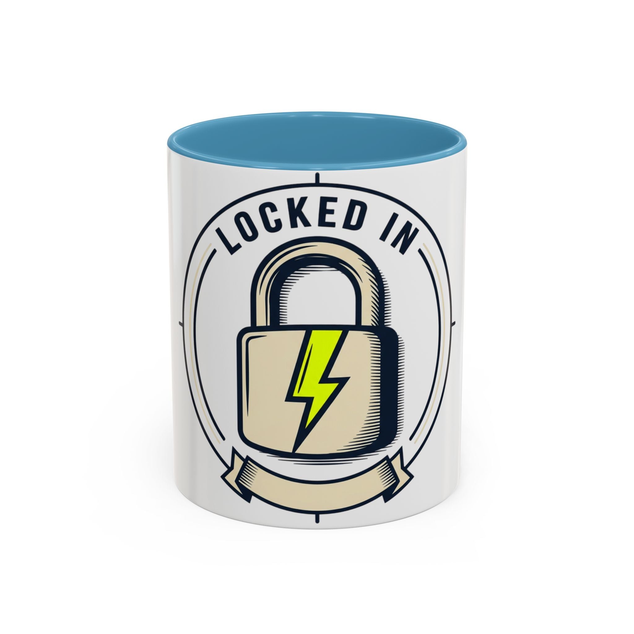 Locked In Accent Coffee Mug — 'Locked In' Motivational Coffee Cup (11/15oz)