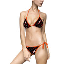 Red Lightning Pattern Bikini Swimsuit — Women's Triangle Tie-Side Swimwear