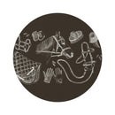 Equestrian Chalkboard Round Rug — Horse Tack Pattern Floor Mat