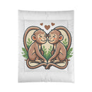 Monkey Love Comforter - Cute Cartoon Monkeys Heart Bedding for Kids & Couples