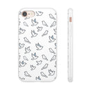 Dove Pattern Flexi Phone Case — Minimal White Bird Protective Case