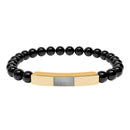 Engravable Natural Stone Bead Bracelet — Stretch Bar Personalized Bracelet