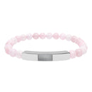 Engravable Natural Stone Bead Bracelet — Stretch Bar Personalized Bracelet