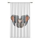Elephant Heart Sheer Window Curtain — Cute Grey Elephant Trunk Heart Design